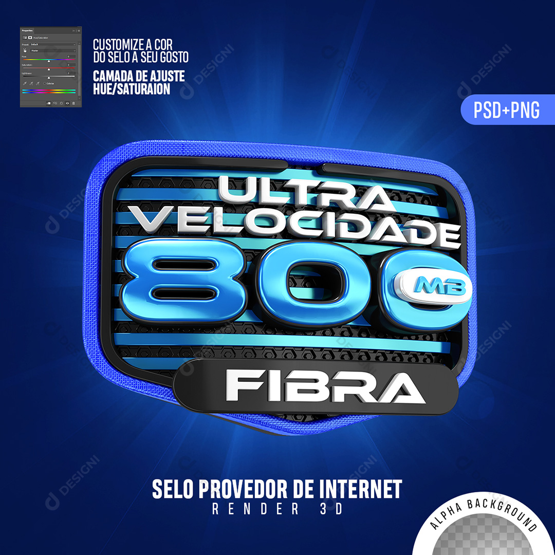 Selo 3D Internet 800 MB Ultra Velocidade PSD + PNG Transparente Sem Fundo