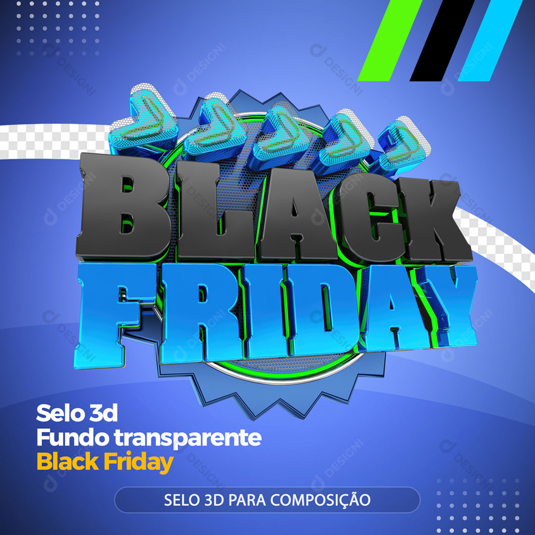 Black Friday Selo 3D Para Composição PNG Transparente Sem Fundo