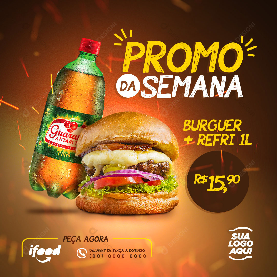 Hamburgueria Promo da Semana Social Media PSD Editável