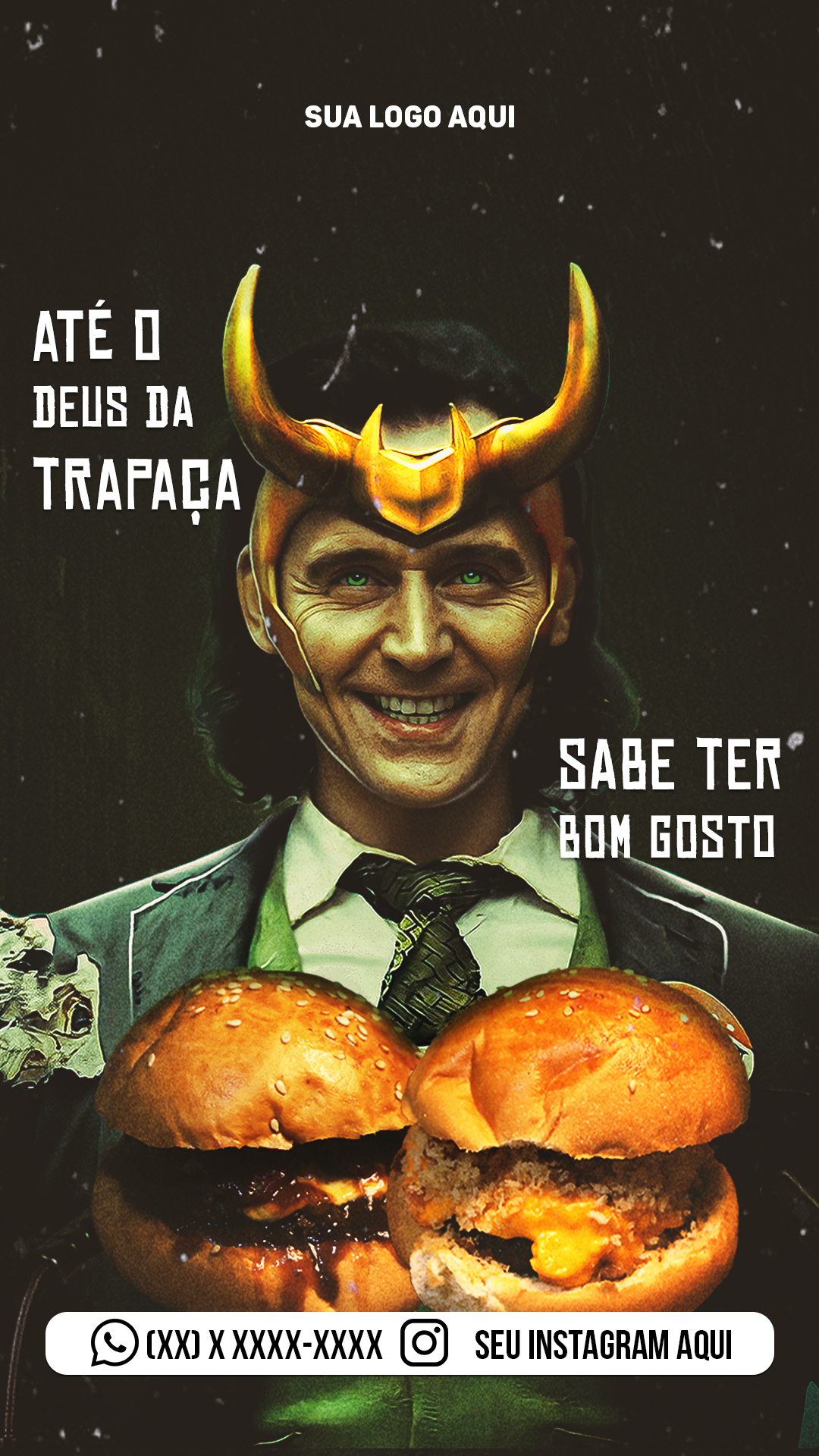 Story Hamburgueria Até o Deus da Trapaça Tem Bom Gosto Social Media PSD Editável