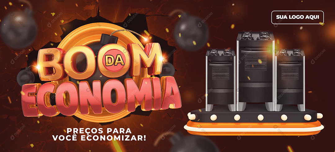 Banner Boom da Economia Fogões Social Media PSD Editável