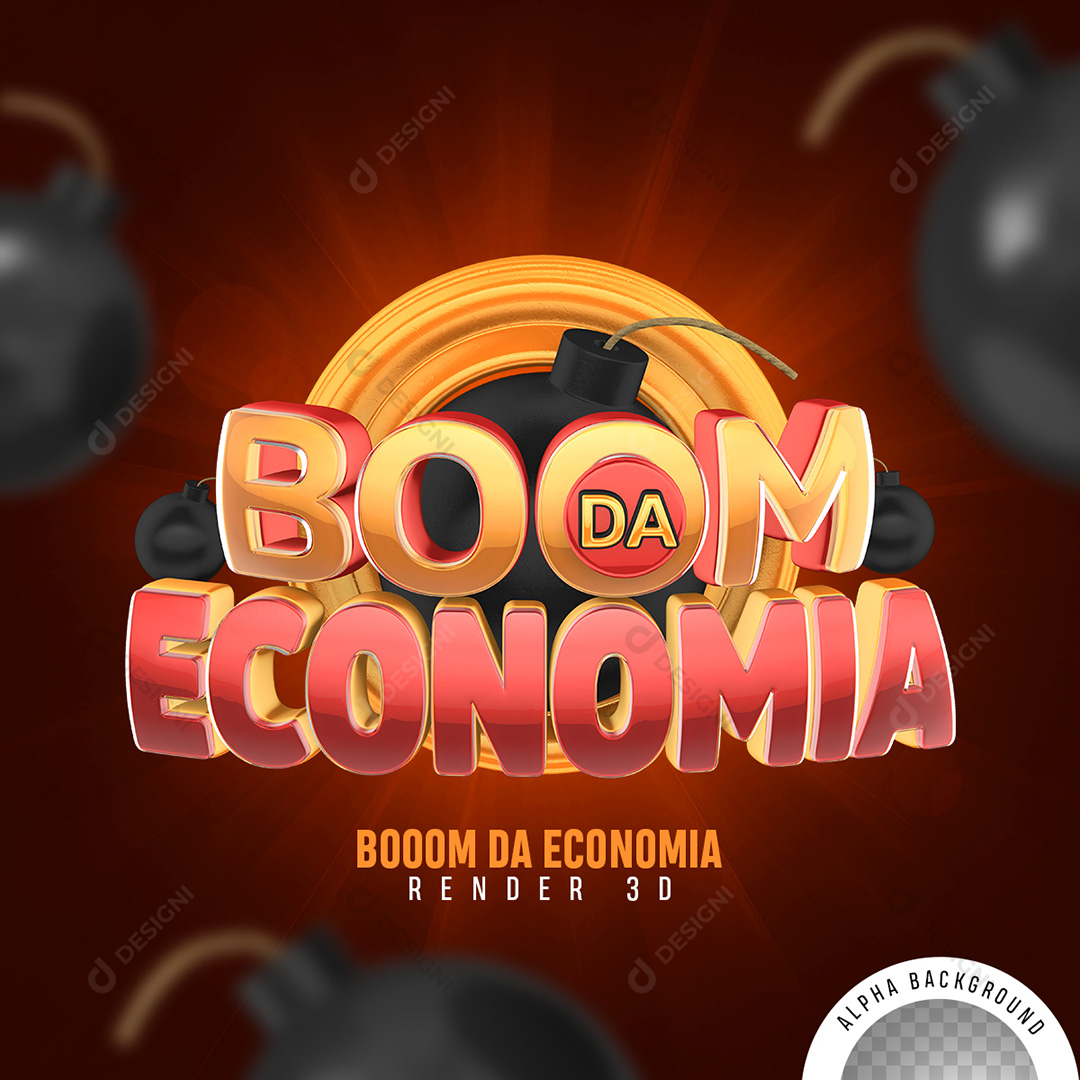 Selo 3D Boom da Economia PNG Transparente Sem Fundo