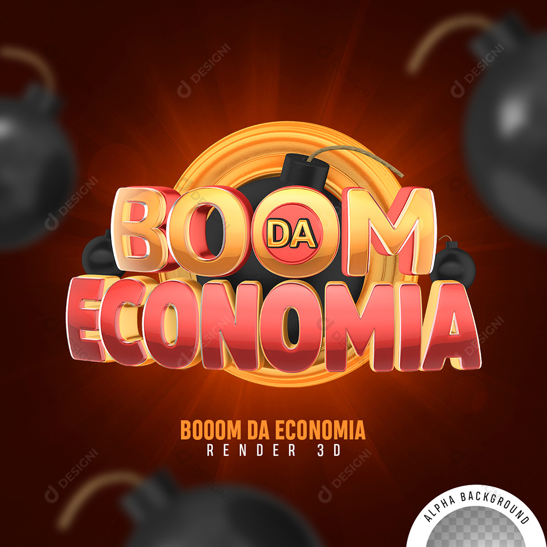 Selo 3D Boom da Economia PNG Transparente Sem Fundo