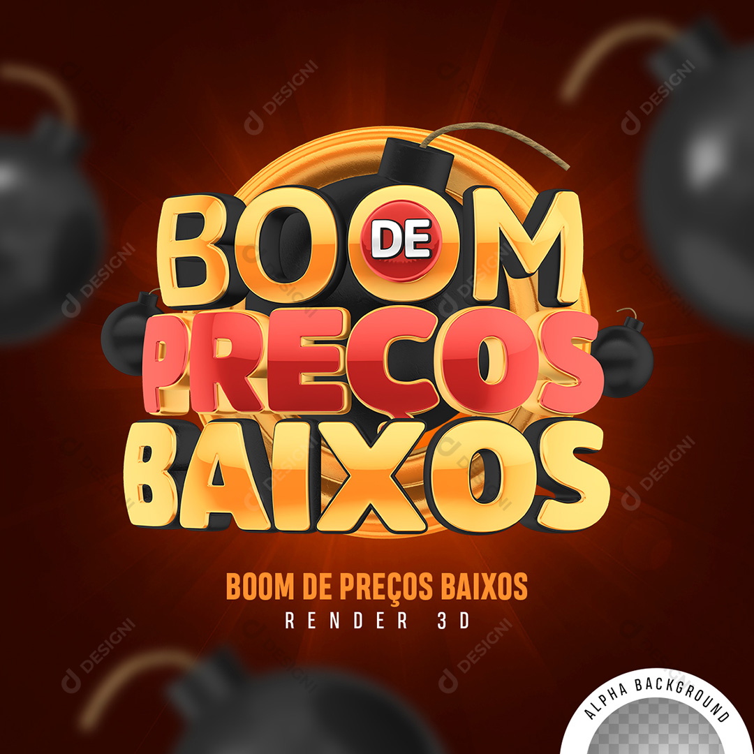 Selo 3D Boom de Preços Baixos PNG Transparente Sem Fundo