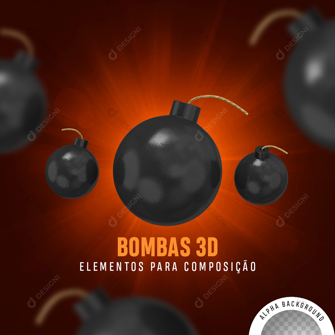 Bombas Elemento 3D PNG Transparente Sem Fundo