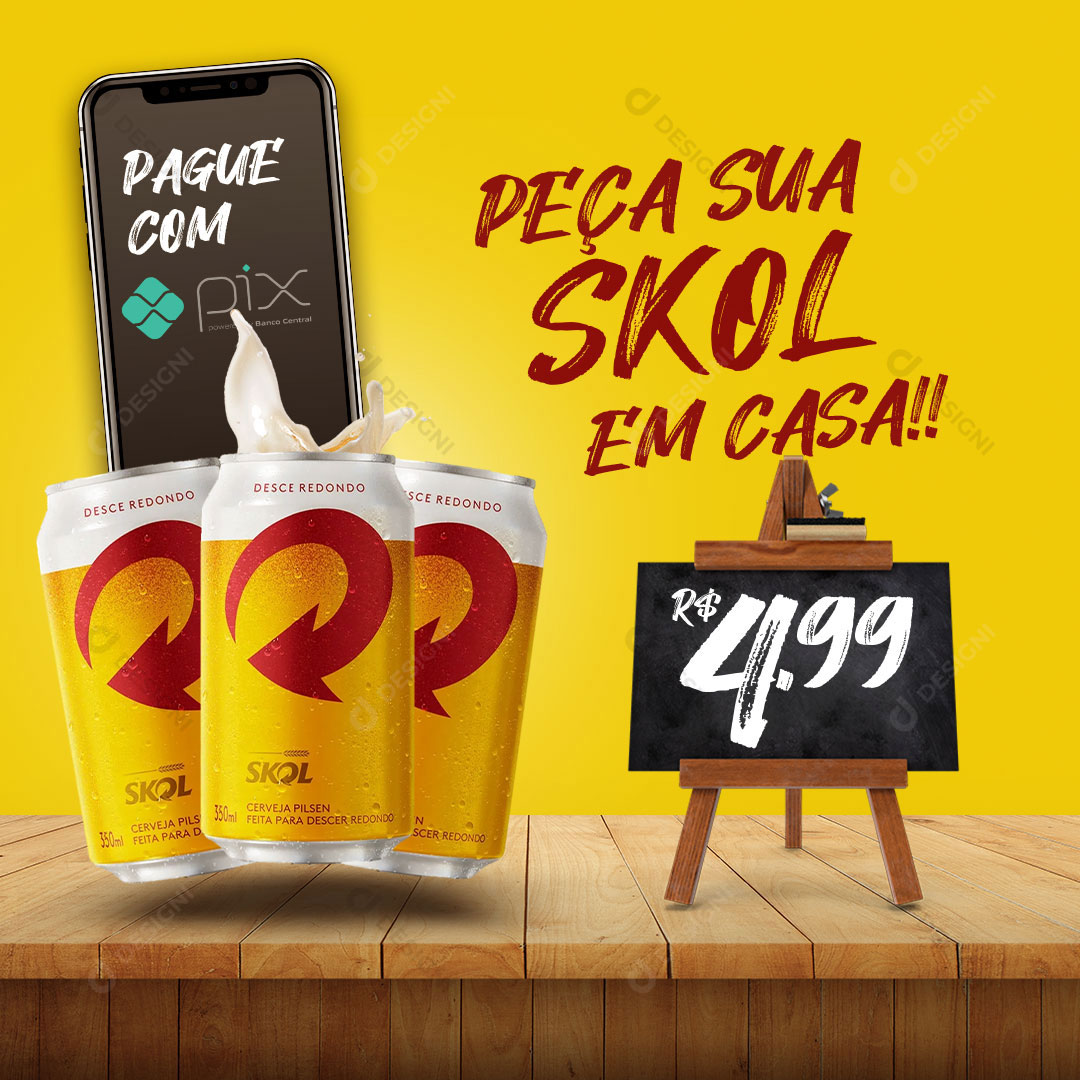 Distribuidora Peça ja Sua Skol em Casa Social Media PSD Editável