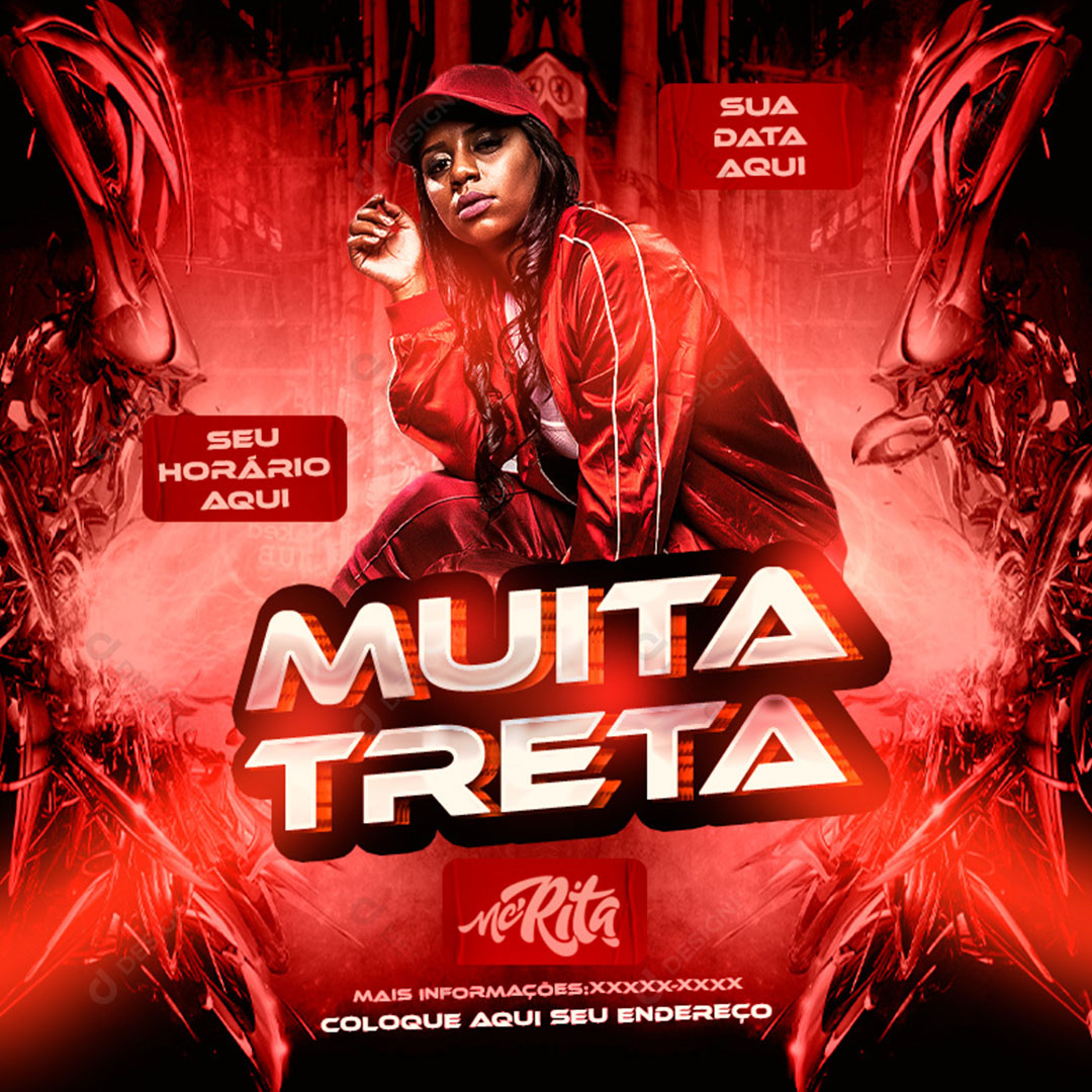 Flyer Evento Muita Treta Cantora Social Media PSD Editável