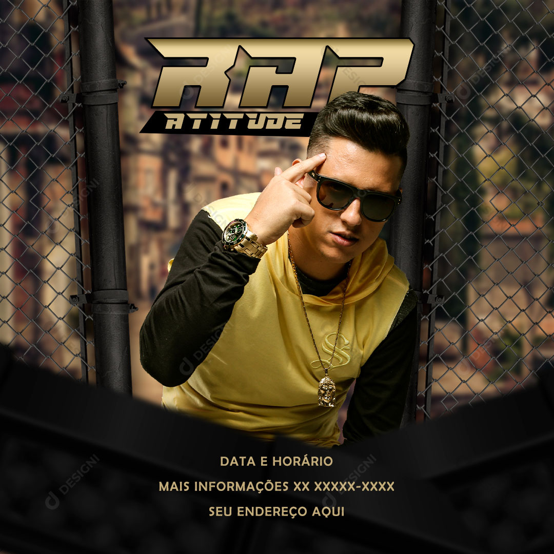 Flyer Evento Show Festa Rap Atitude Social Media PSD Editável
