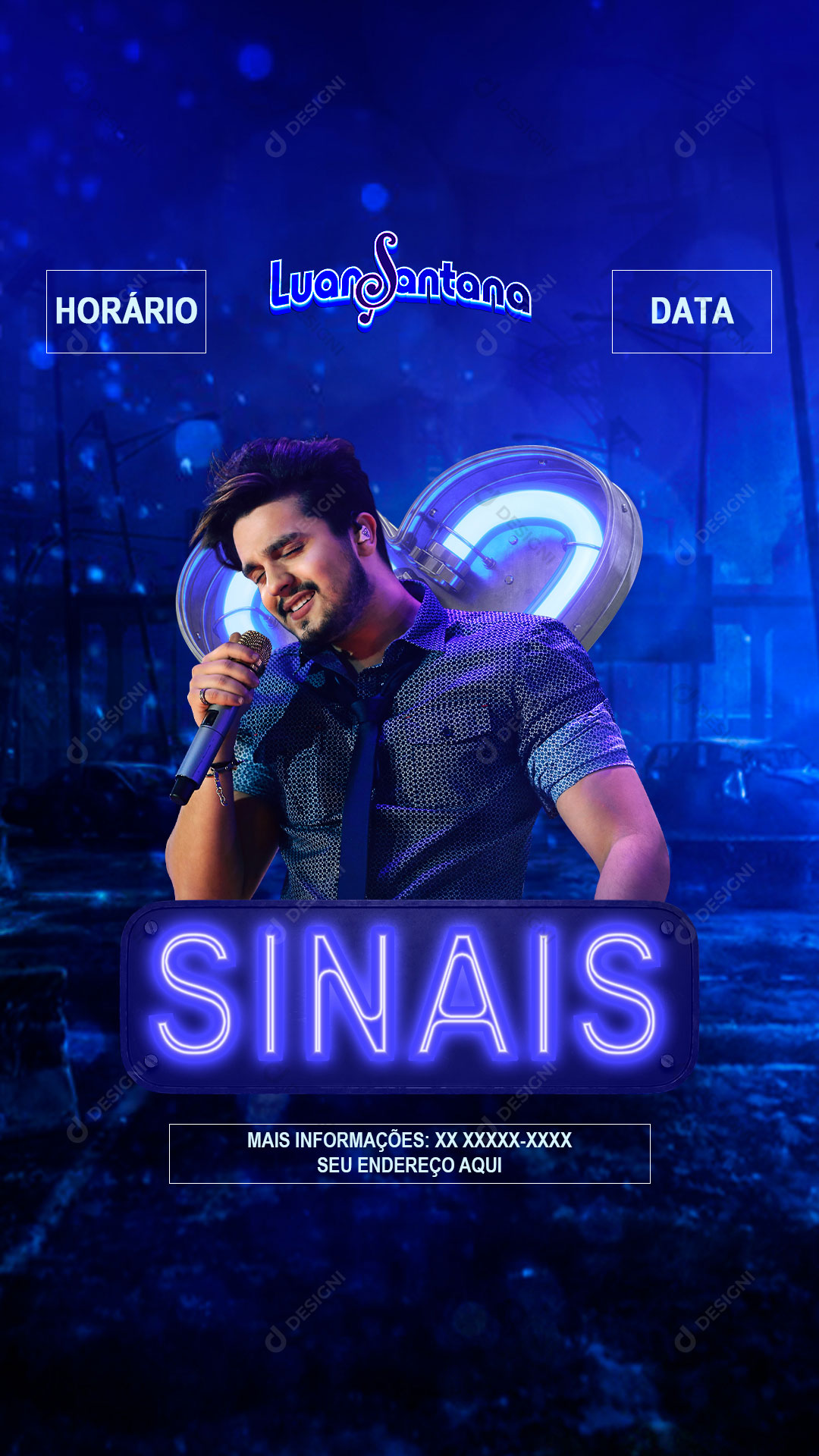 Story Flyer Evento Show Cantor Luan Santana Sinais Social Media PSD Editável