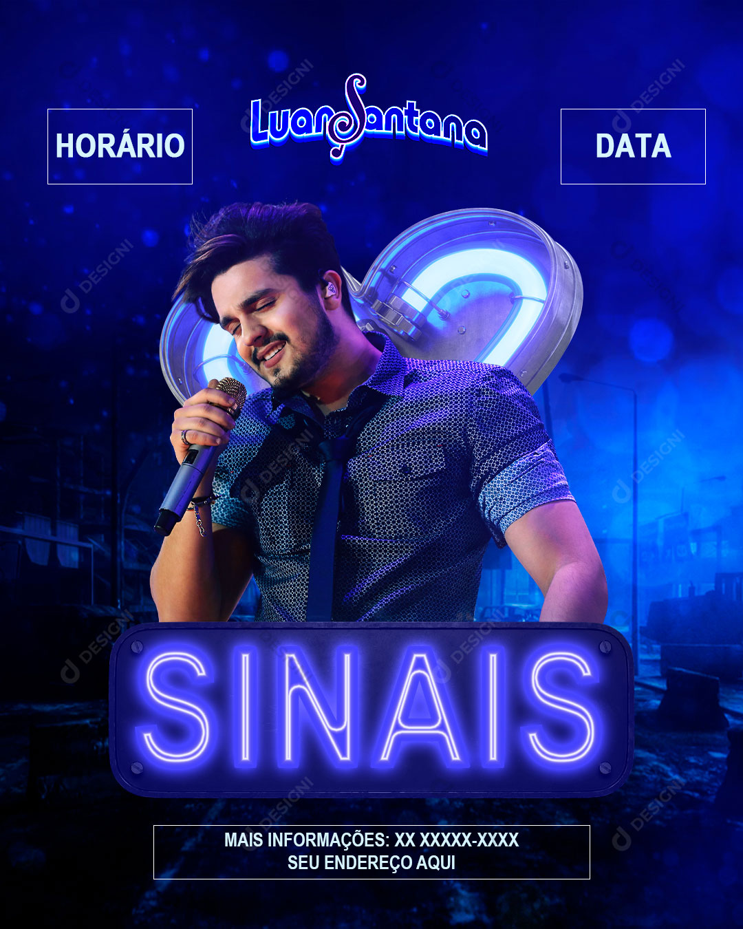 Flyer Evento Show Cantor Luan Santana Sinais Social Media PSD Editável