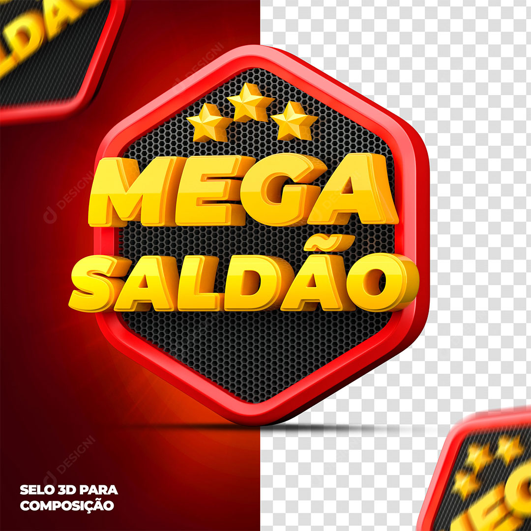 Mega Saldão Selo 3D Para Composição PSD + PNG Transparente