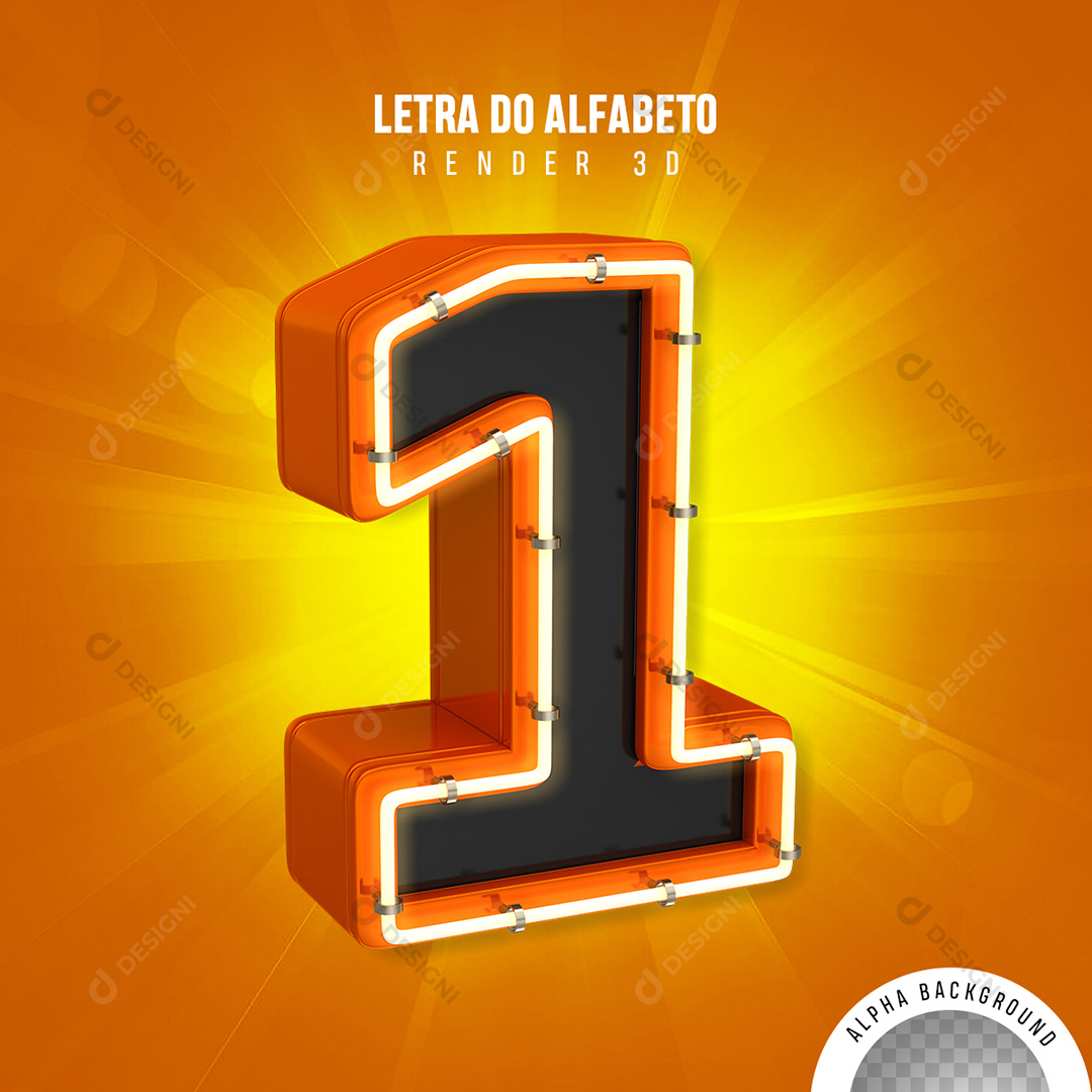 Número 1 Elemento 3D PNG Transparente Sem Fundo