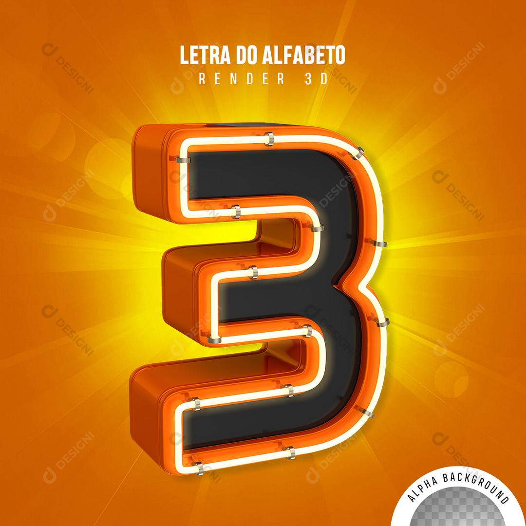 Número 3 Elemento 3D PNG Transparente Sem Fundo