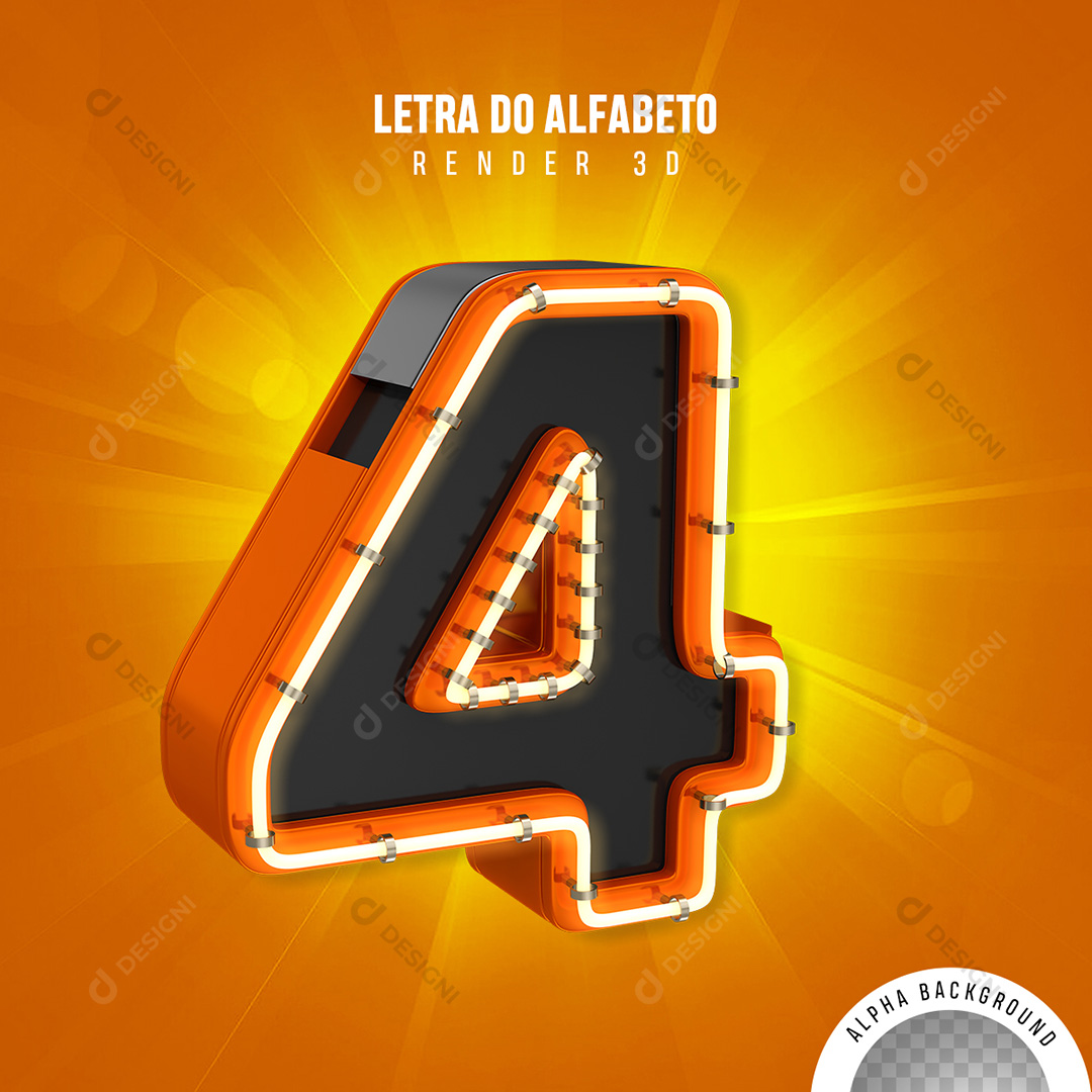 Número 4 Elemento 3D PNG Transparente Sem Fundo