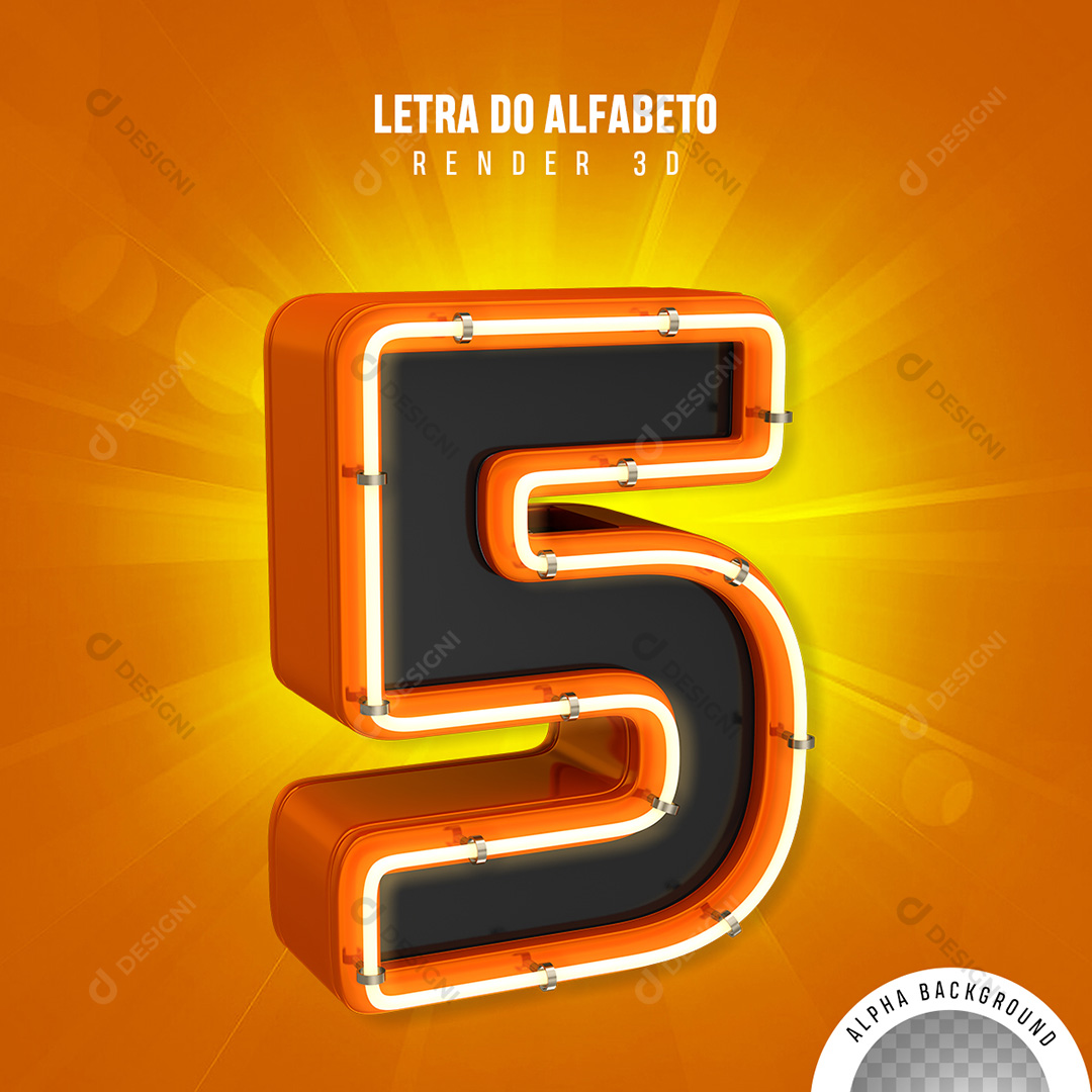 Número 5 Elemento 3D PNG Transparente Sem Fundo