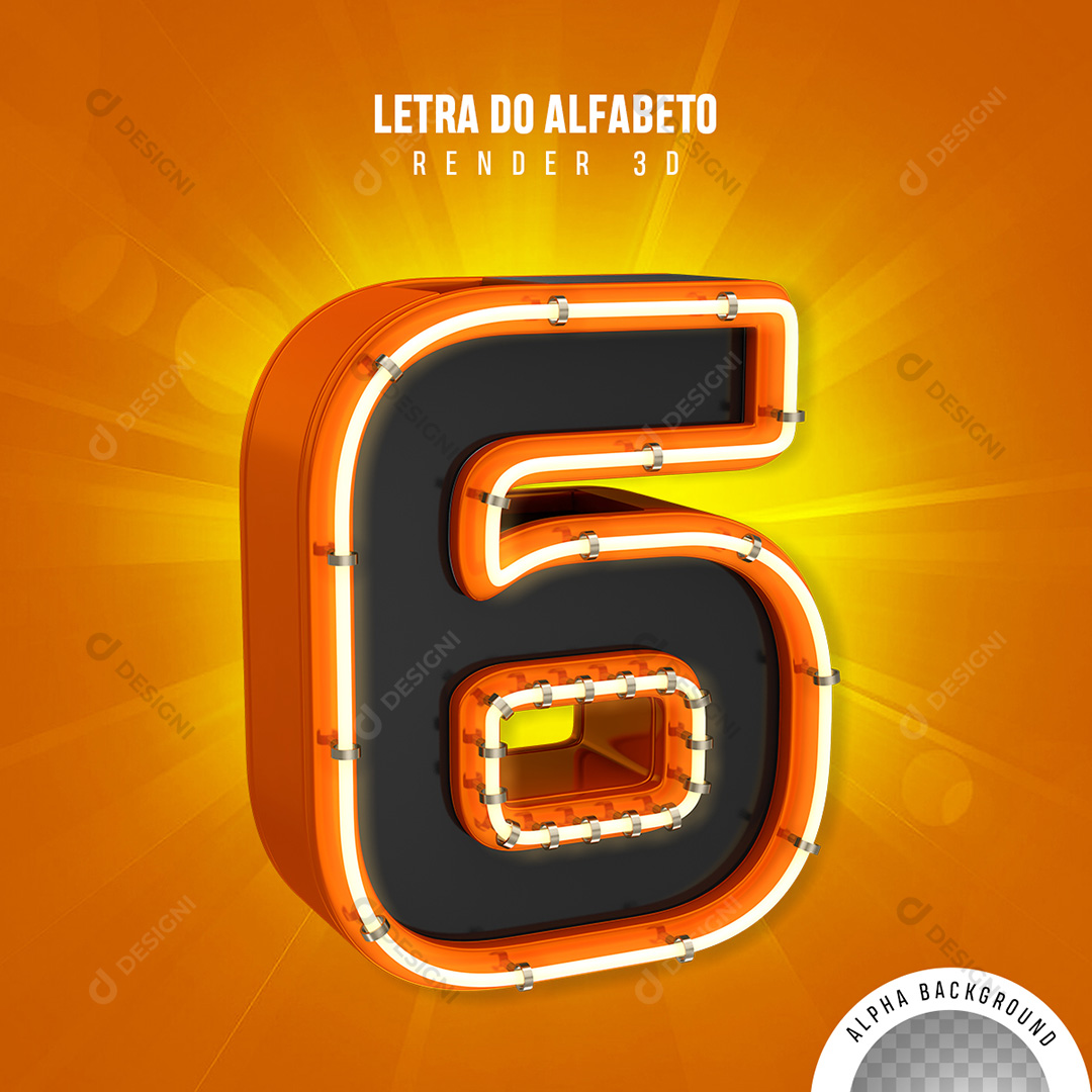 Número 6 Elemento 3D PNG Transparente Sem Fundo