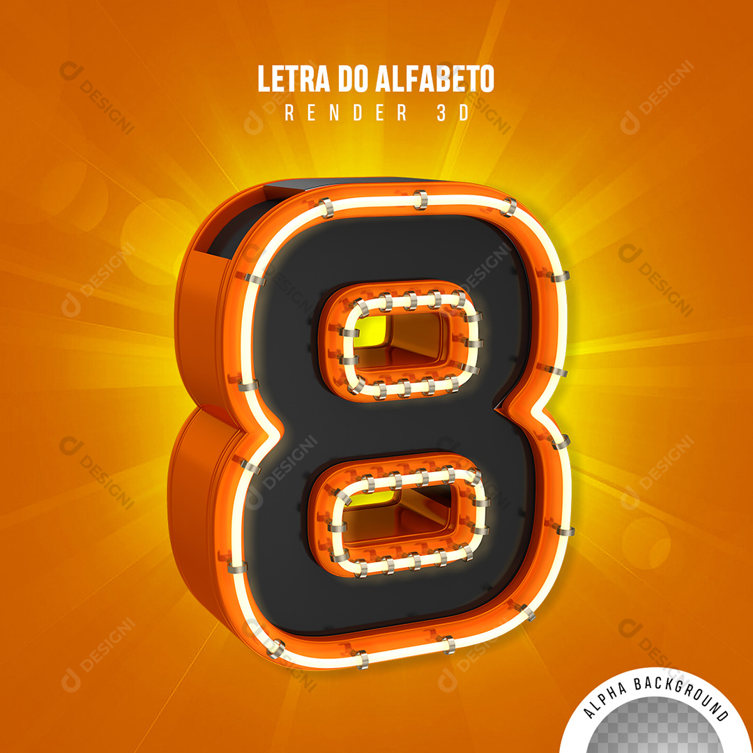 Número 8 Elemento 3D PNG Transparente Sem Fundo
