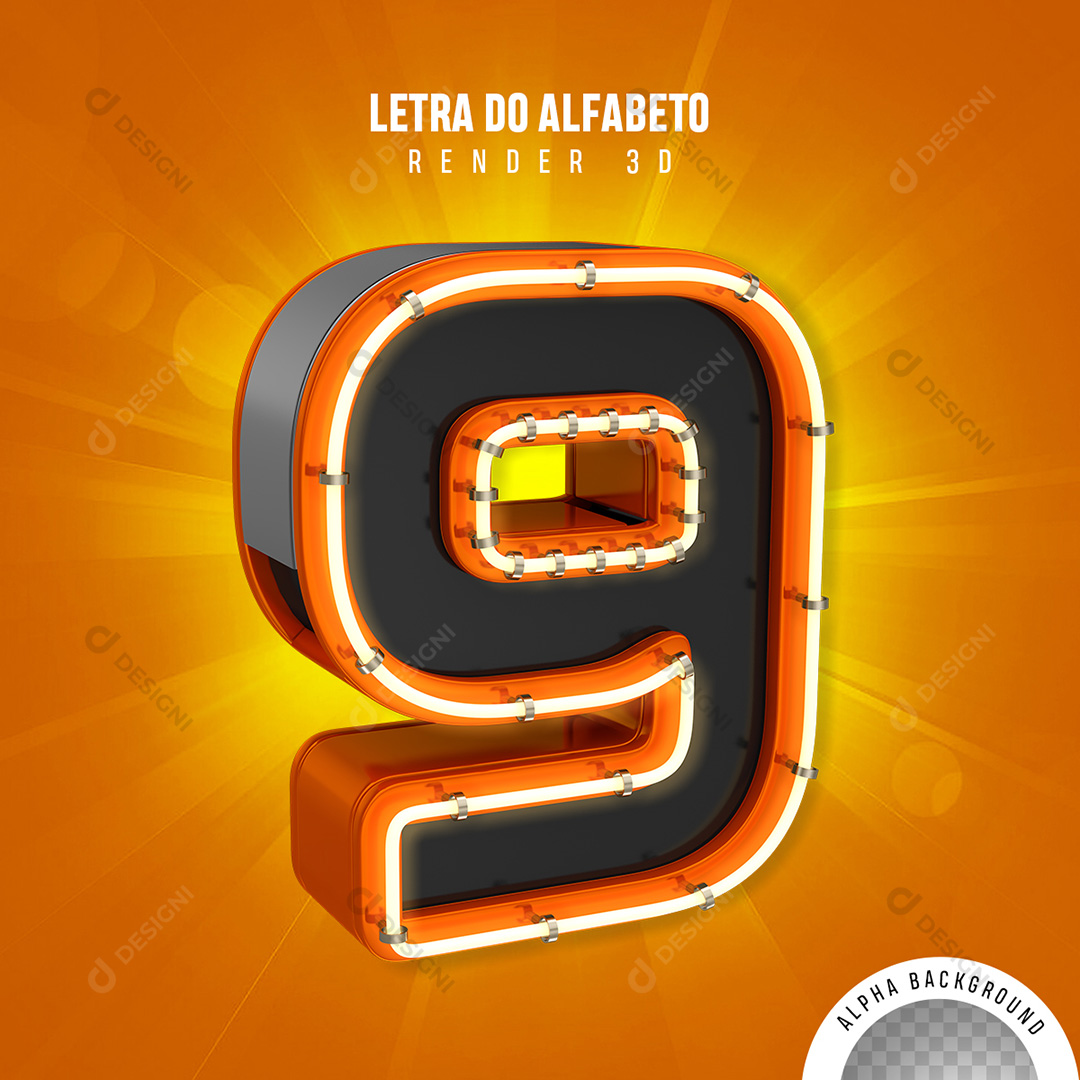 Número 9 Elemento 3D PNG Transparente Sem Fundo