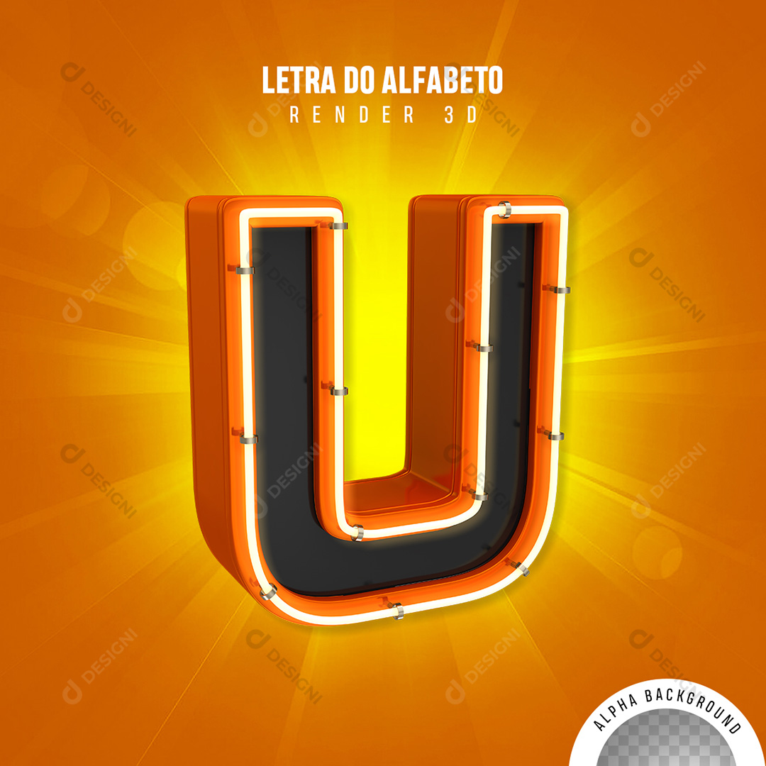 Letra U Alfabeto Elementos 3D PNG Transparente Sem Fundo