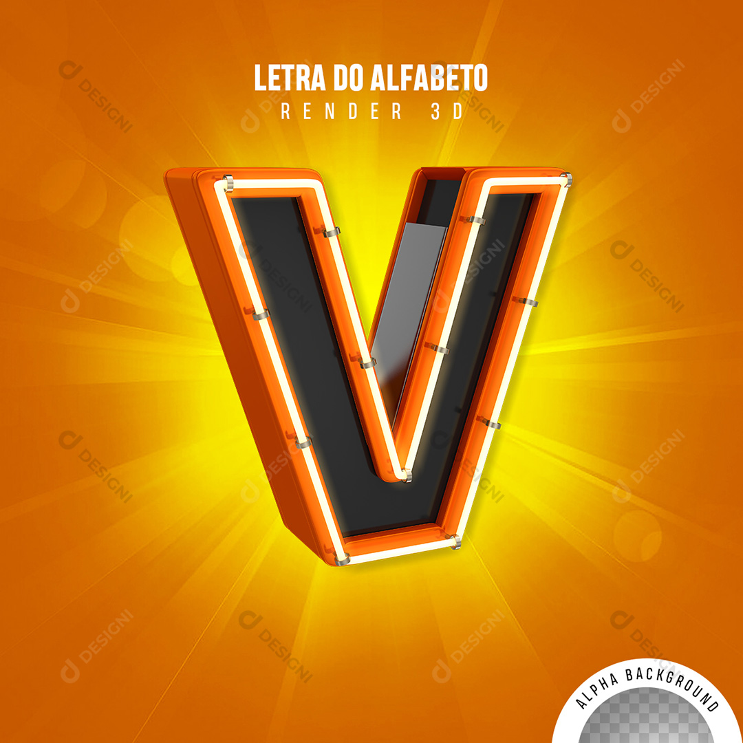 Letra V Alfabeto Elementos 3D PNG Transparente Sem Fundo