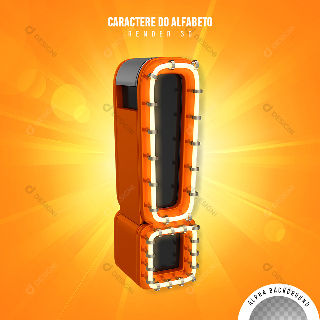 Ponto de Exclamação Elemento 3D PNG Transparente Sem Fundo