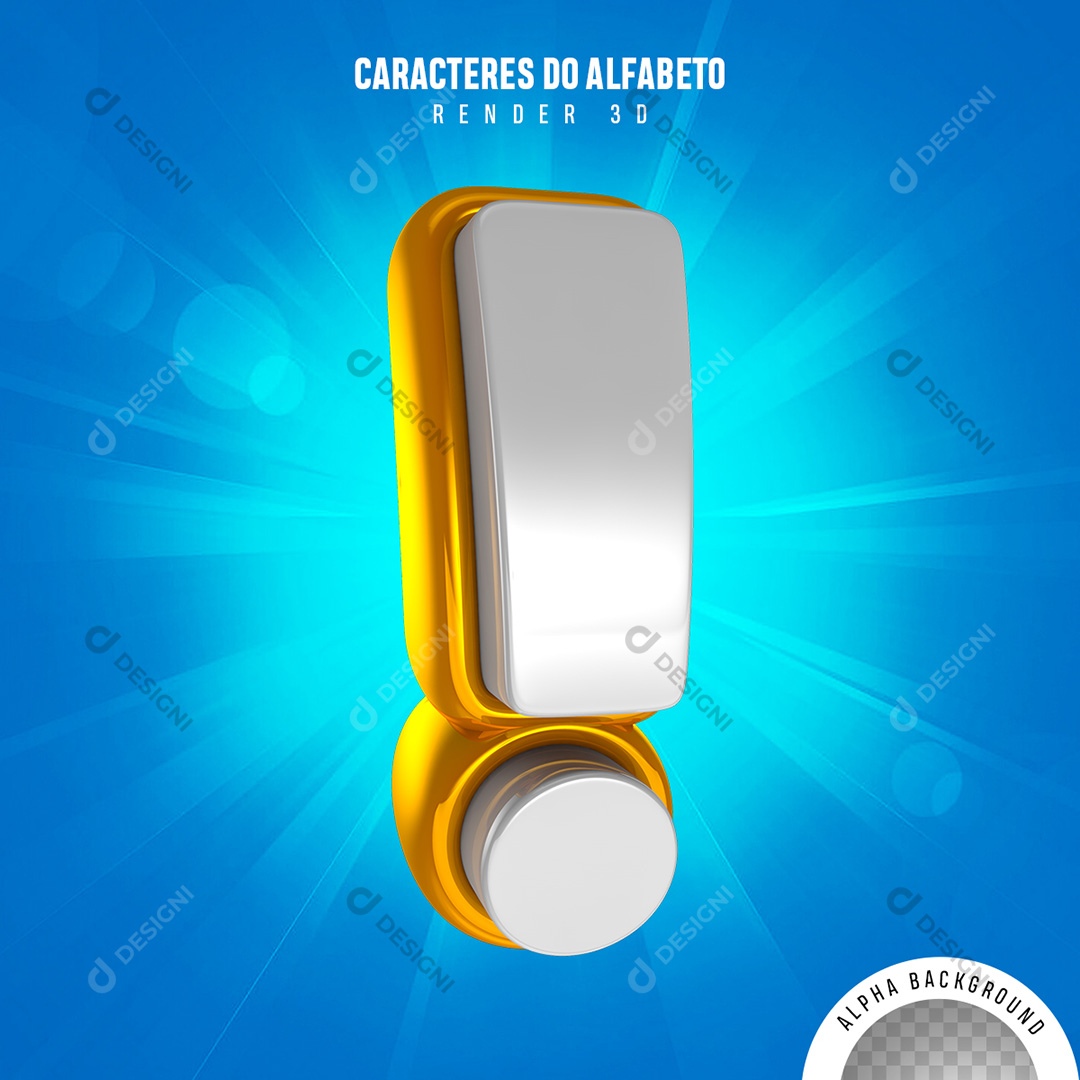 Ponto de Exclamação Elemento 3D PNG Transparente Sem Fundo