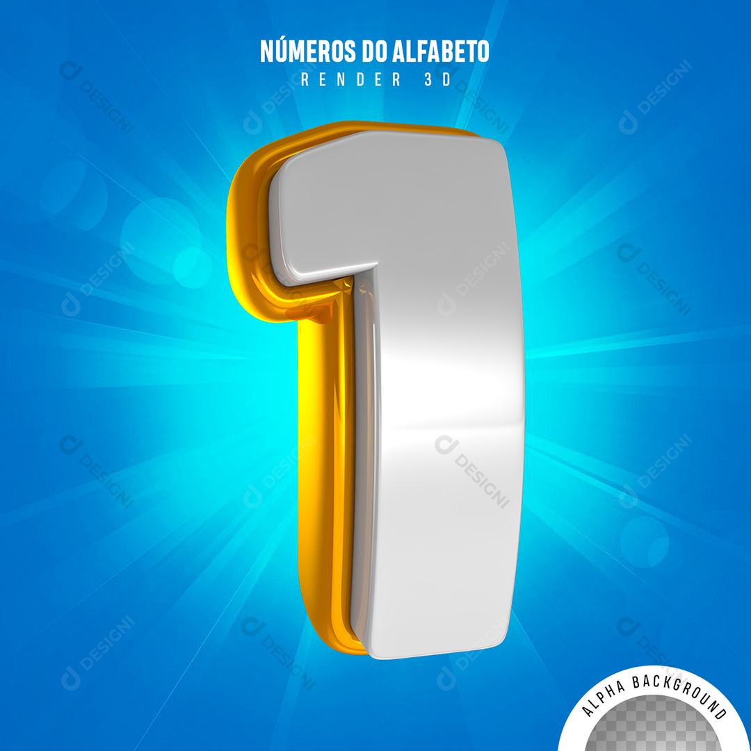 Número 1 Elemento 3D PNG Transparente Sem Fundo