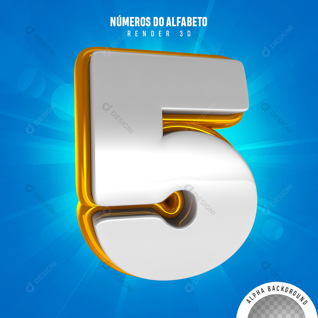 Número 5 Elemento 3D PNG Transparente Sem Fundo