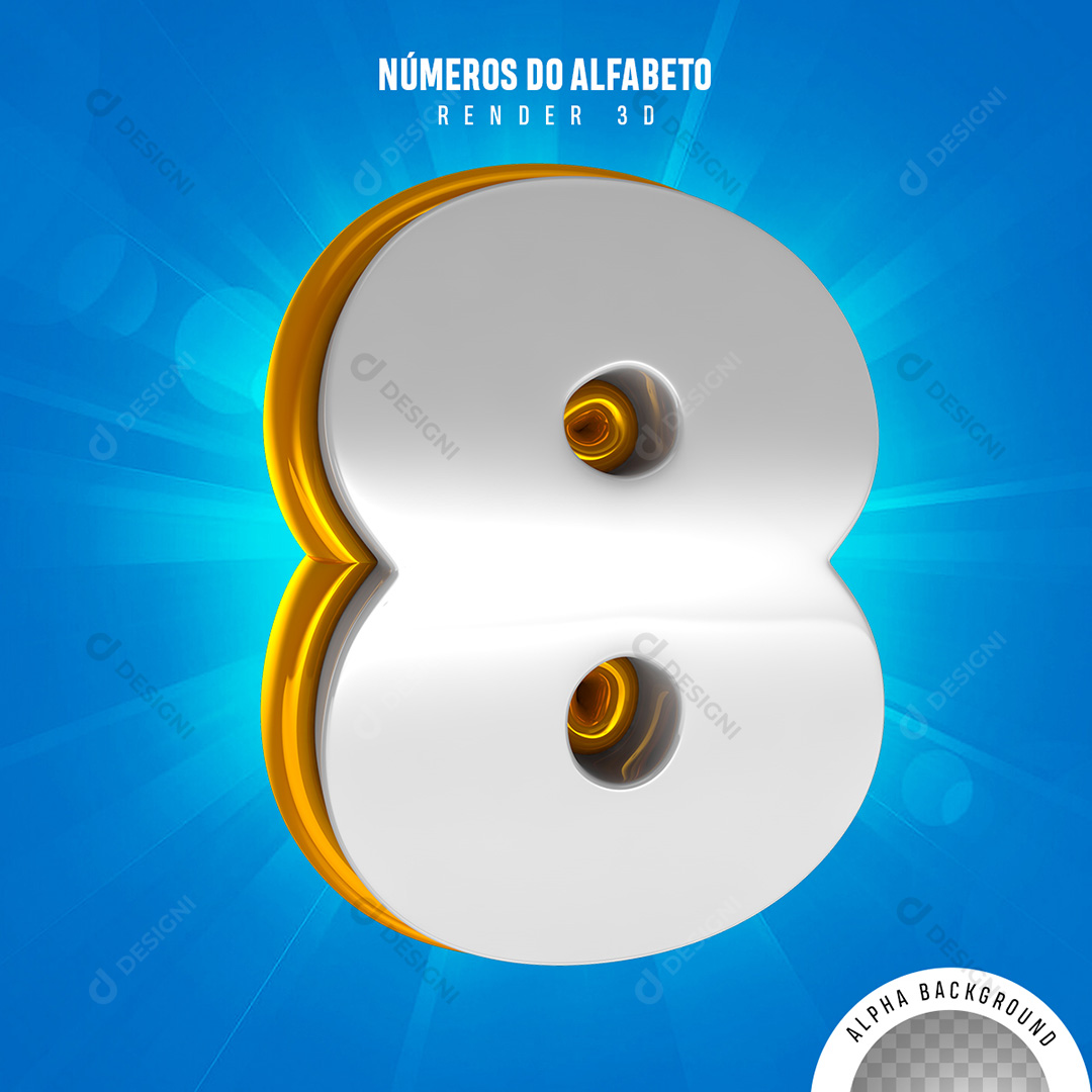 Número 8 Elemento 3D PNG Transparente Sem Fundo