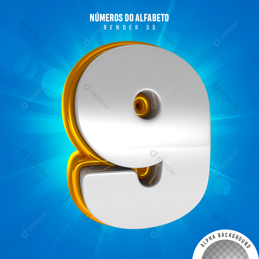 Número 9 Elemento 3D PNG Transparente Sem Fundo