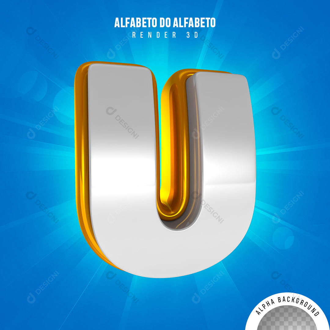 Letra U Alfabeto Elementos 3D PNG Transparente Sem Fundo