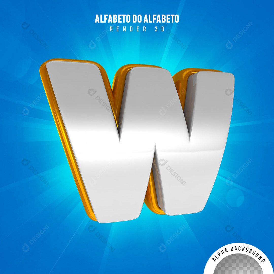 Letra W Alfabeto Elementos 3D PNG Transparente Sem Fundo