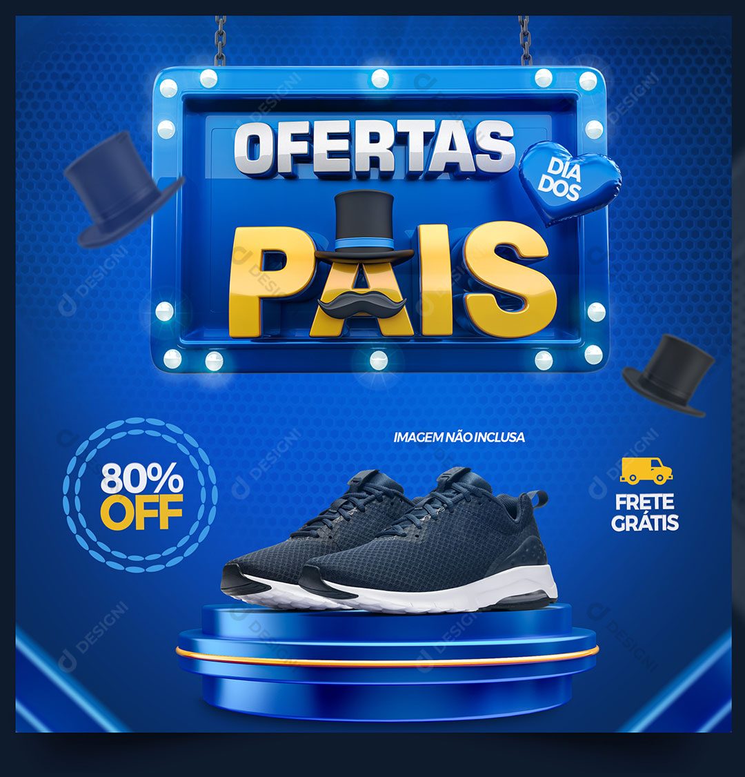Ofertas Dia Dos Pais Social Media PSD Editável Selo 3D