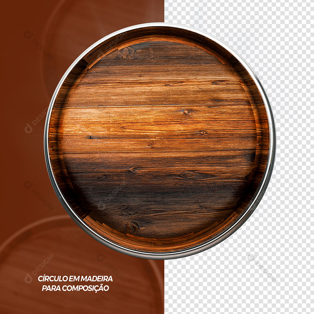 Circulo em Madeira Elemento 3D Para Composição