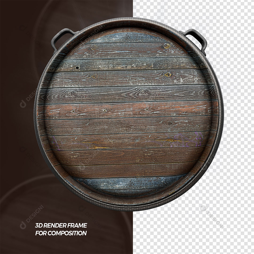 Circulo em Madeira Elemento 3D Para Composição