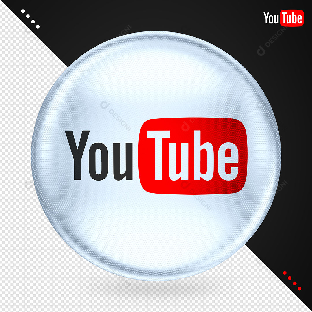 Logo Youtube 3D Elemento Para Composição PNG Transparente