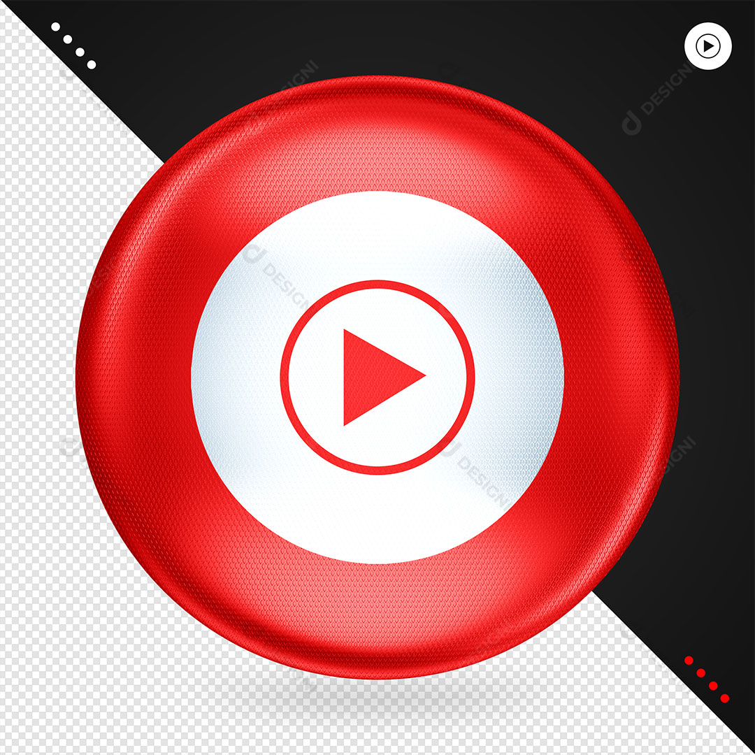 Logo Youtube Music Elemento 3D Para Composições PNG Transparente