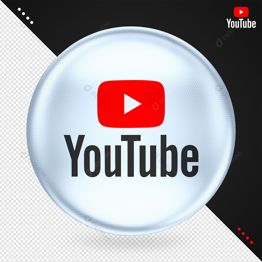 Logo Youtube Versão Vertical Elemento 3D Para Composição PNG Transparente