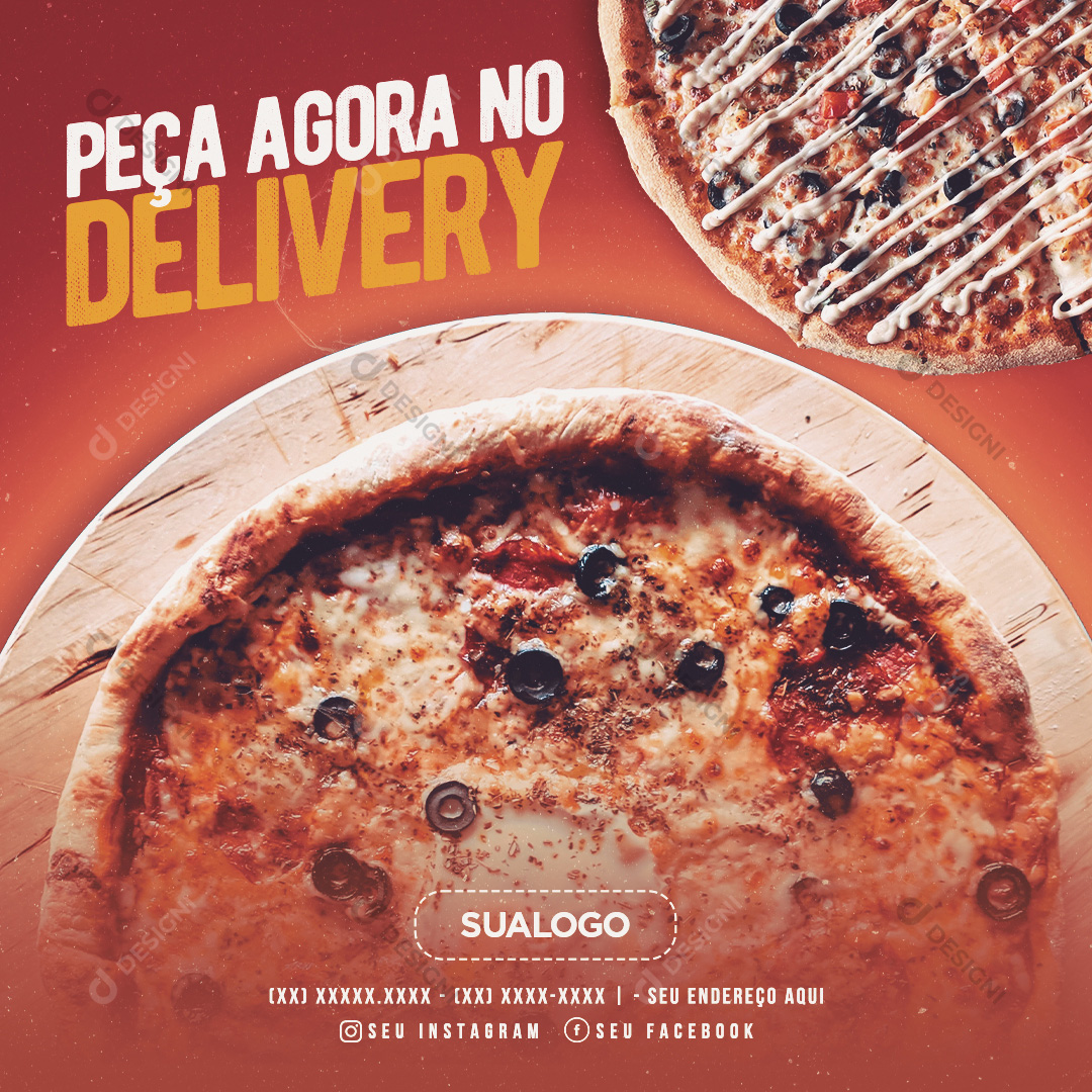Pizzarias Pega Agora no Delivery Social Media PSD Editável