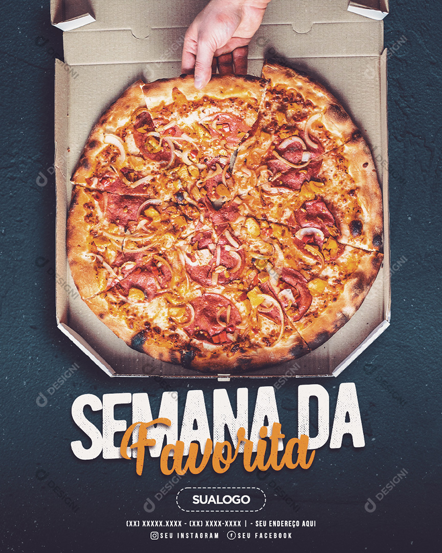 Pizza Semana da Favorita Pizzarias Social Media PSD Editável