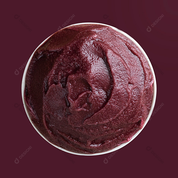 Tigela de Açaí Fundo Roxo Visto de Cima