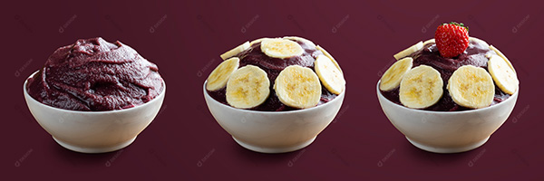 Conjunto de Tigelas de Açaí Fundo Roxo