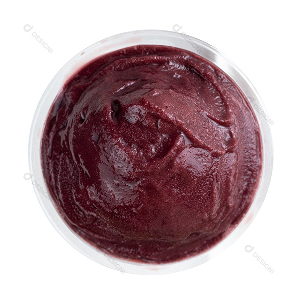 Tigela de Açaí Vista de Cima Fundo Branco