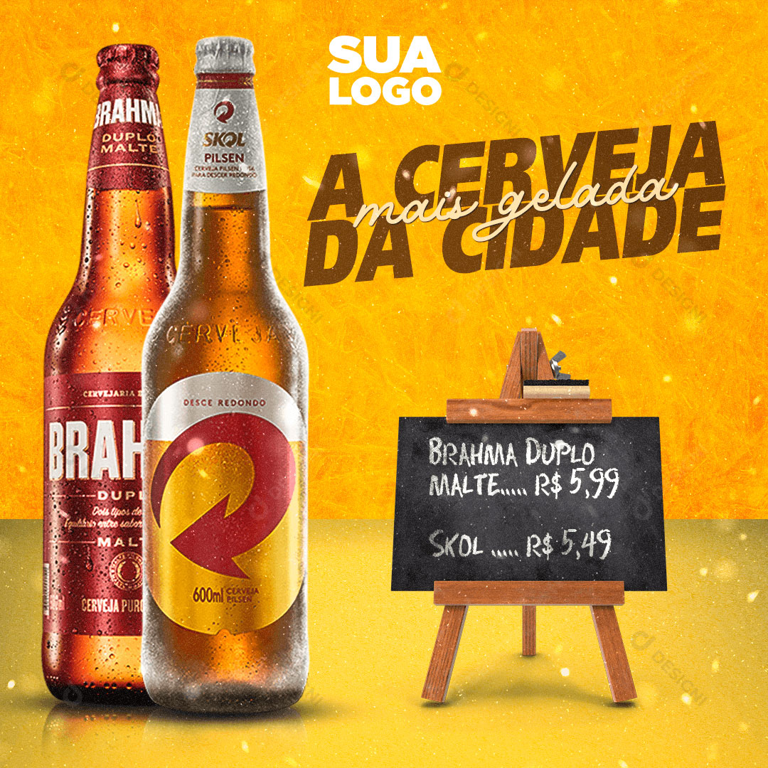 Distribuidora A Cerveja Mais Gelada da Cidade Social Media PSD Editável