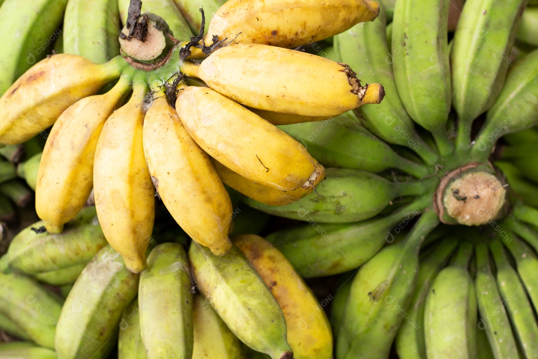 Textura de Fundo de Bananas Verdes e Amarelas