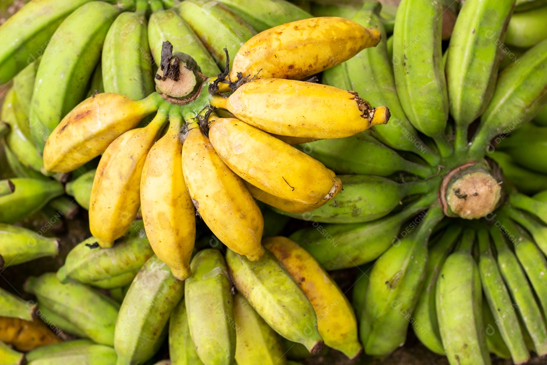 Textura de Fundo de Bananas Verdes e Amarelas