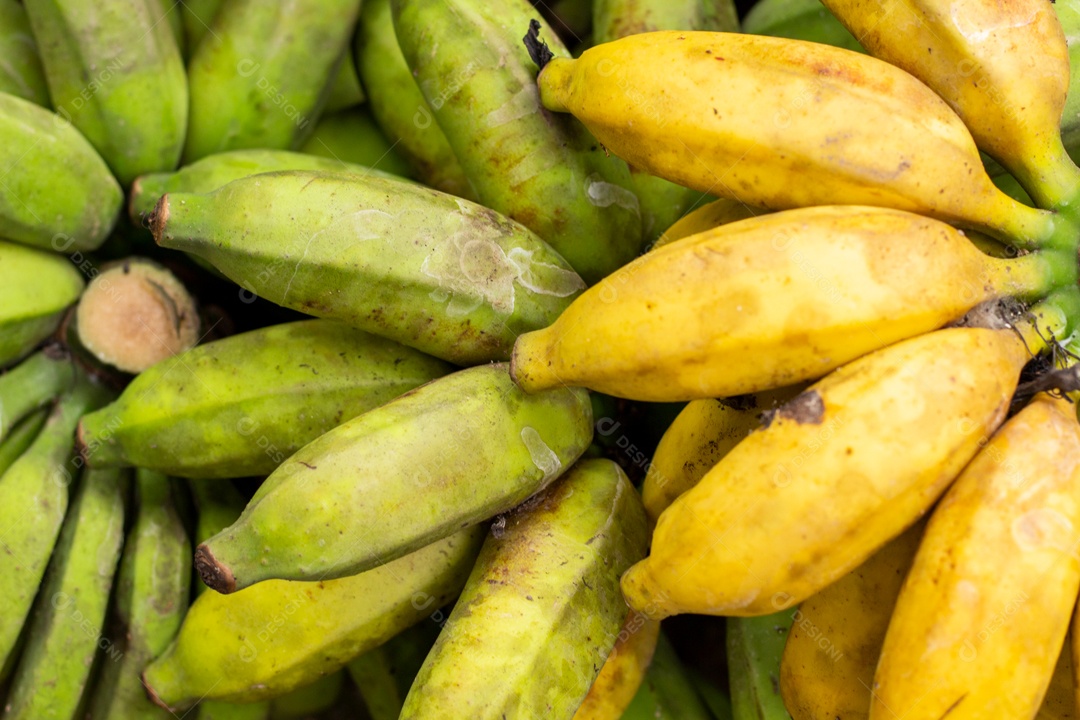 Textura de Fundo de Bananas Verdes e Amarelas