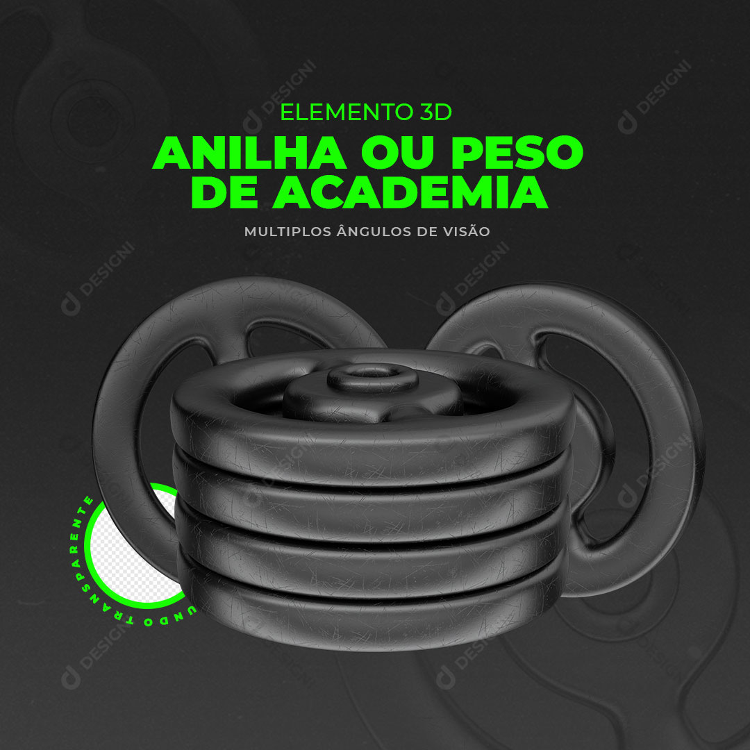 Anilha Peso de Academia Elemento 3D PSD
