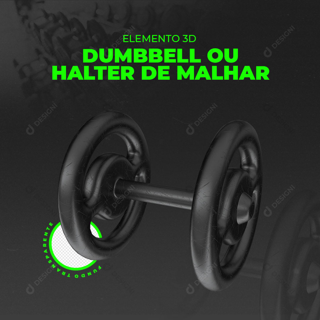 Dumbbell ou Halter de Malha Elemento 3D Peso Academia PSD