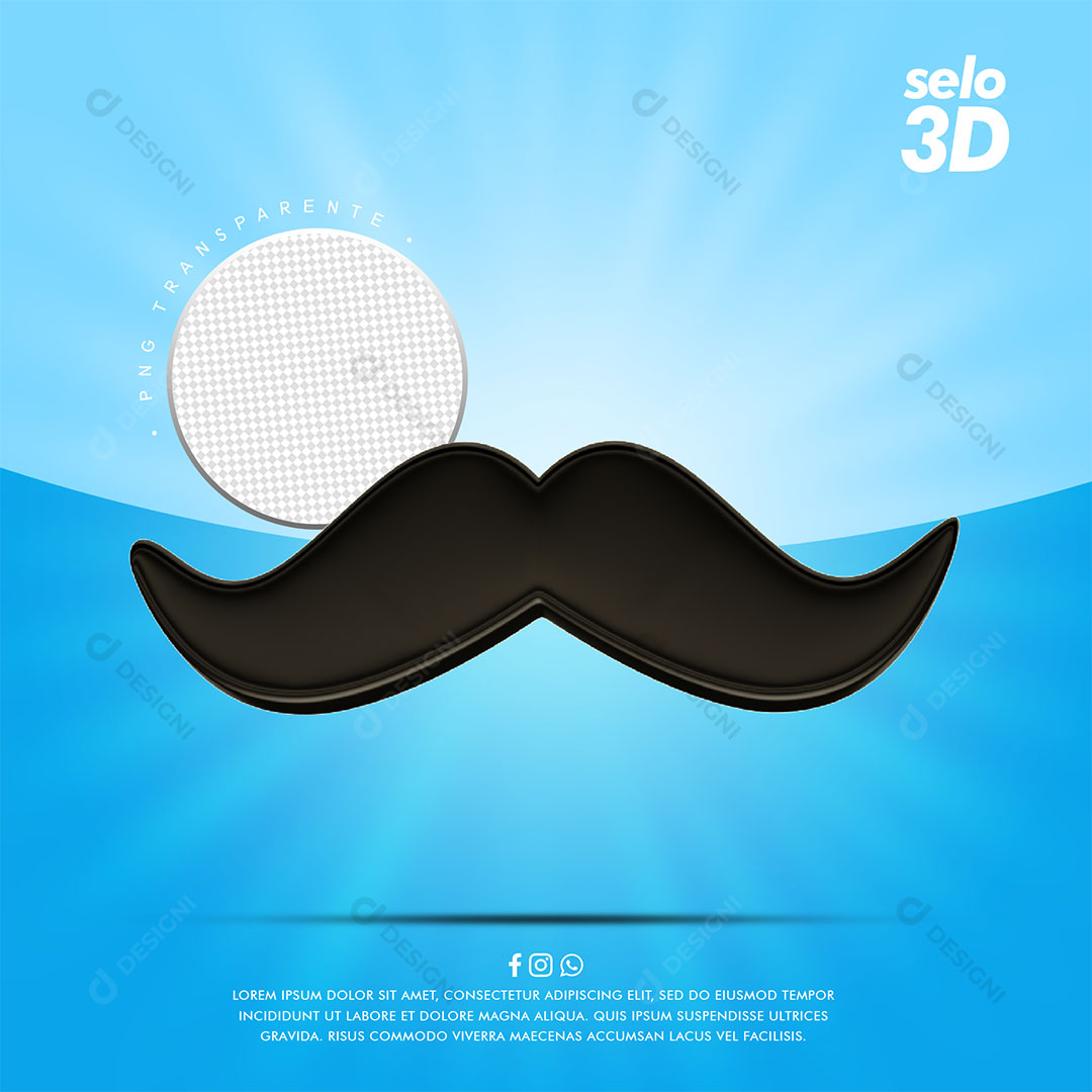 Bigode Elemento 3D Para Composição PSD